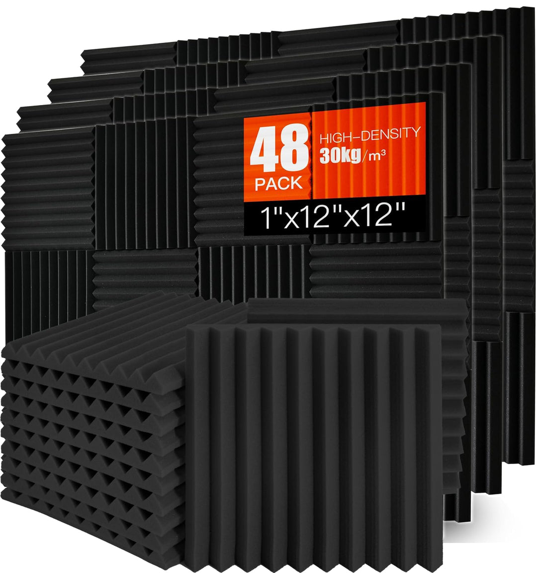 Saiqiang 48 Pack Akustikschaumstoff, Akustikschaumstoff Platten Wand 30x30x2.5 cm Schalldämmung Akus