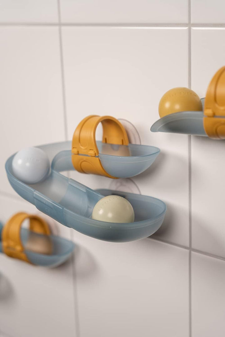 Little Dutch Kugelbahn Badekugelbahn mit Bällen für die Wand Badespielzeug für Baby Kleinkind - blau