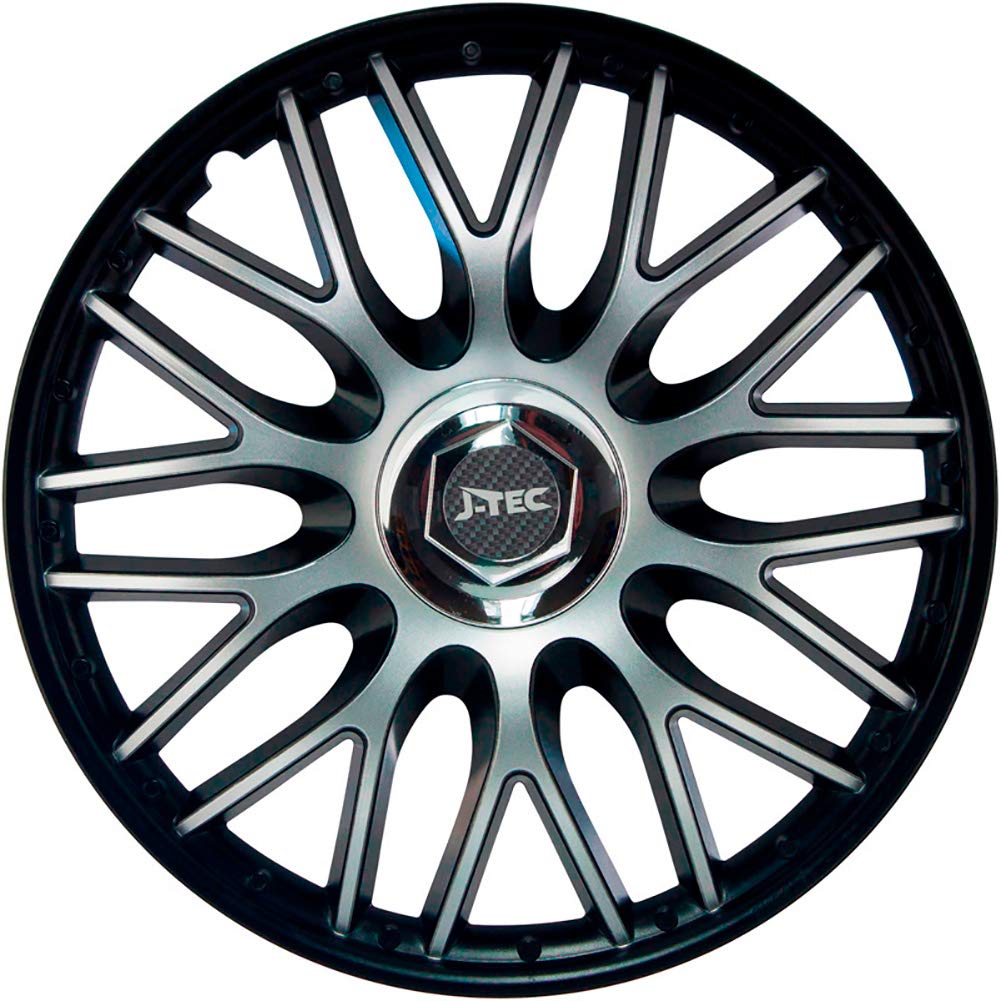 Satz J-Tec Radzierblenden Orden 15-Zoll Schwarz + Chrom Ringe 15-inch Schwarz + Chrom Ringe, 15-inch