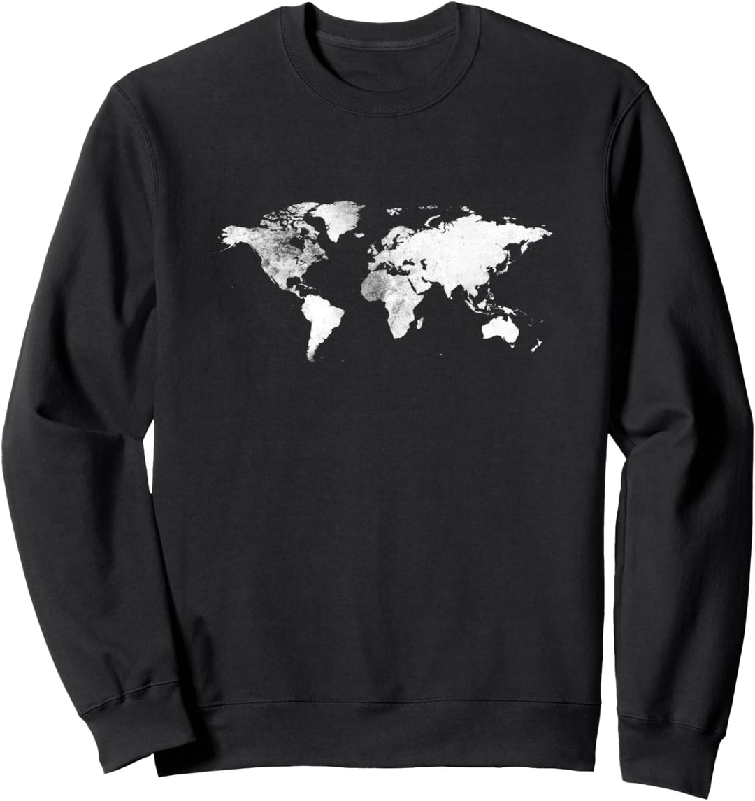 Weisse Weltkarte, Atlas-Design. Sweatshirt