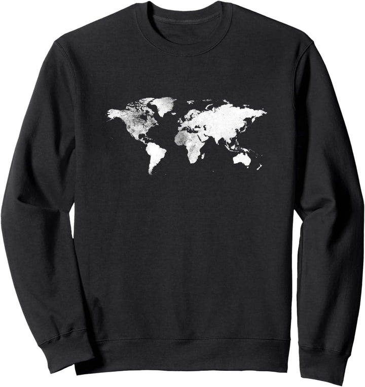 Weisse Weltkarte, Atlas-Design. Sweatshirt