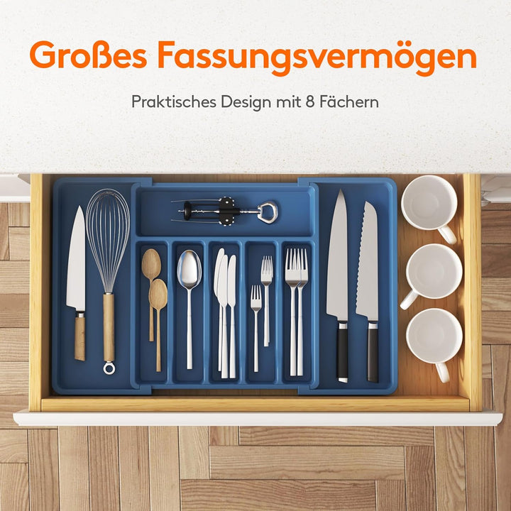 Lifewit Besteckkasten für Schubladen 40 50, Kunststoff Besteckeinsatz (Tiefe 38 cm), erweiterbare Be
