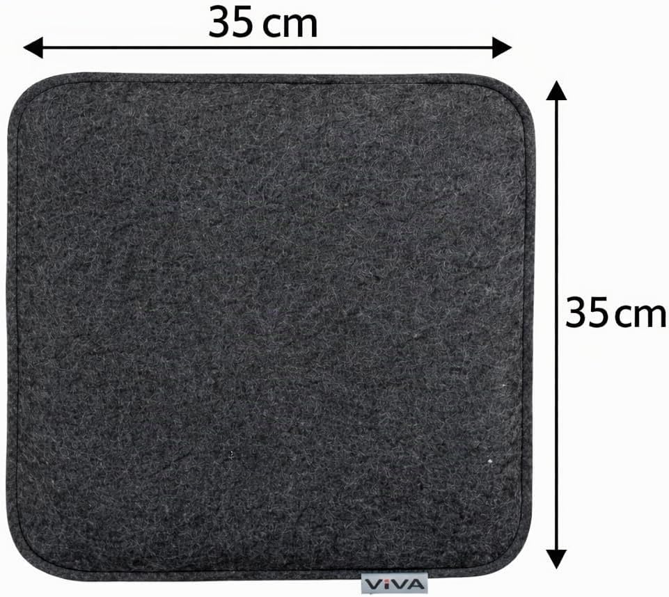 Brandsseller Sitzkissen Filz Eckig 8er Set 35x35x2 cm Stuhlkissen Sitzpolster Auflagen Anthrazit, An