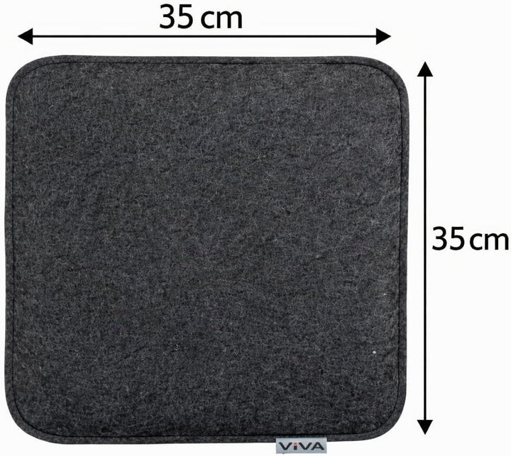 Brandsseller Sitzkissen Filz Eckig 8er Set 35x35x2 cm Stuhlkissen Sitzpolster Auflagen Anthrazit, An