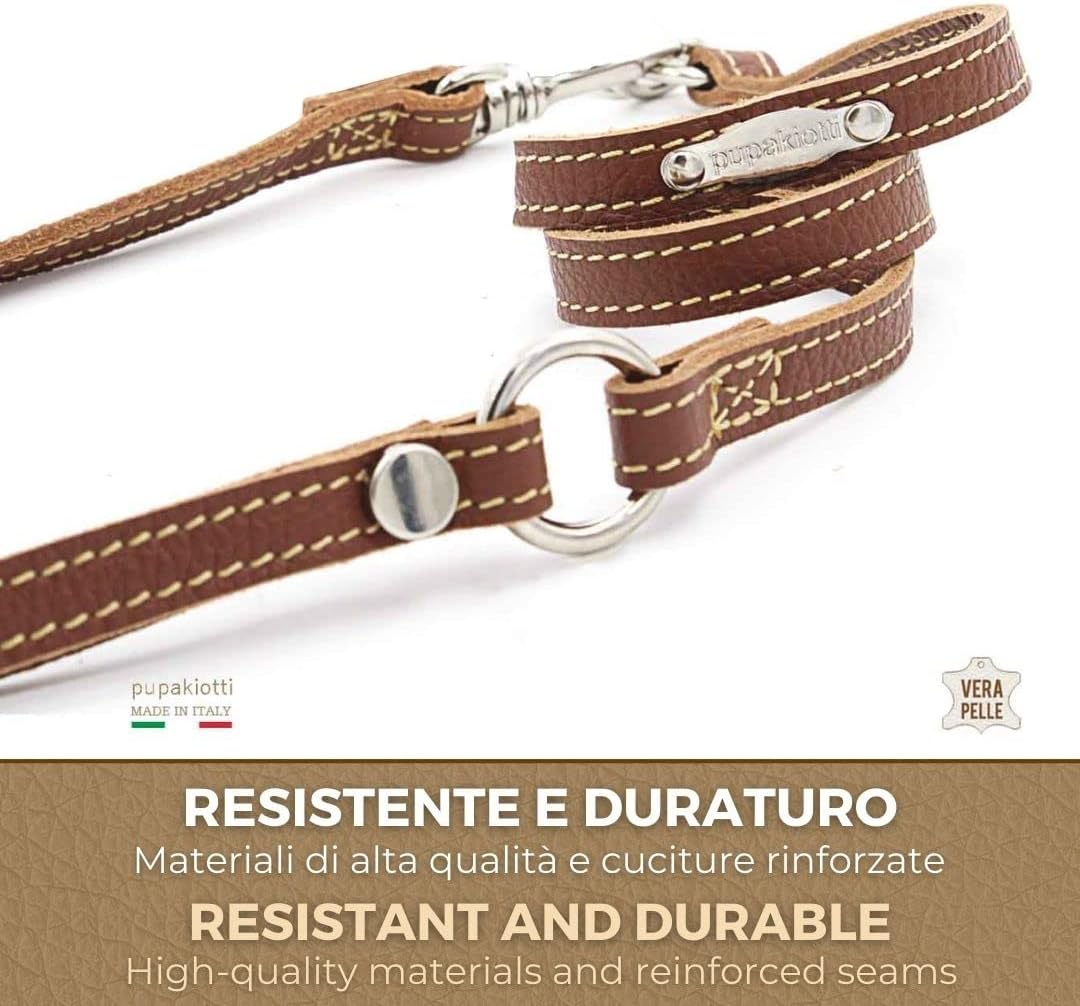 PUPAKIOTTI Basic Hundeleine | Kleine und mittlere Hundeleine | Echtes Leder in Italien | Hundeleine