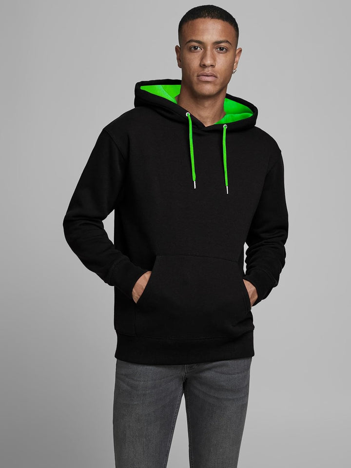 JACK & JONES Herren Soft Sweat Hood Kapuzenpullover, Bequemer Pullover für Männer L Schwarz (Black N