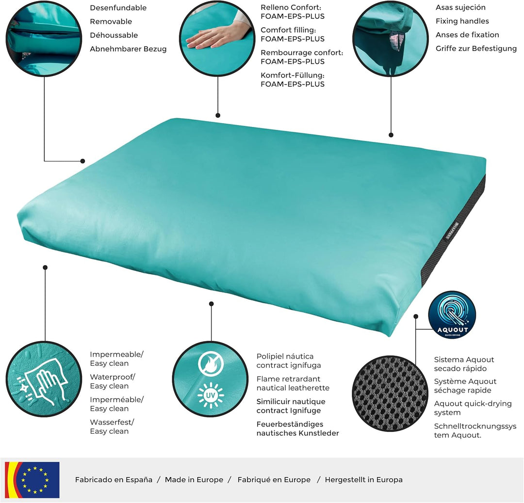 Happers wasserdichte und Abziehbare Outdoor Palettenkissen aus Kunstleder Hellgrau 120x80x20cm Sitzk