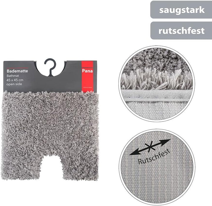 PANA® Vienna Premium Badematte • Hochflor Badvorleger • WC-Teppich mit Ausschnitt • Rutschfester und