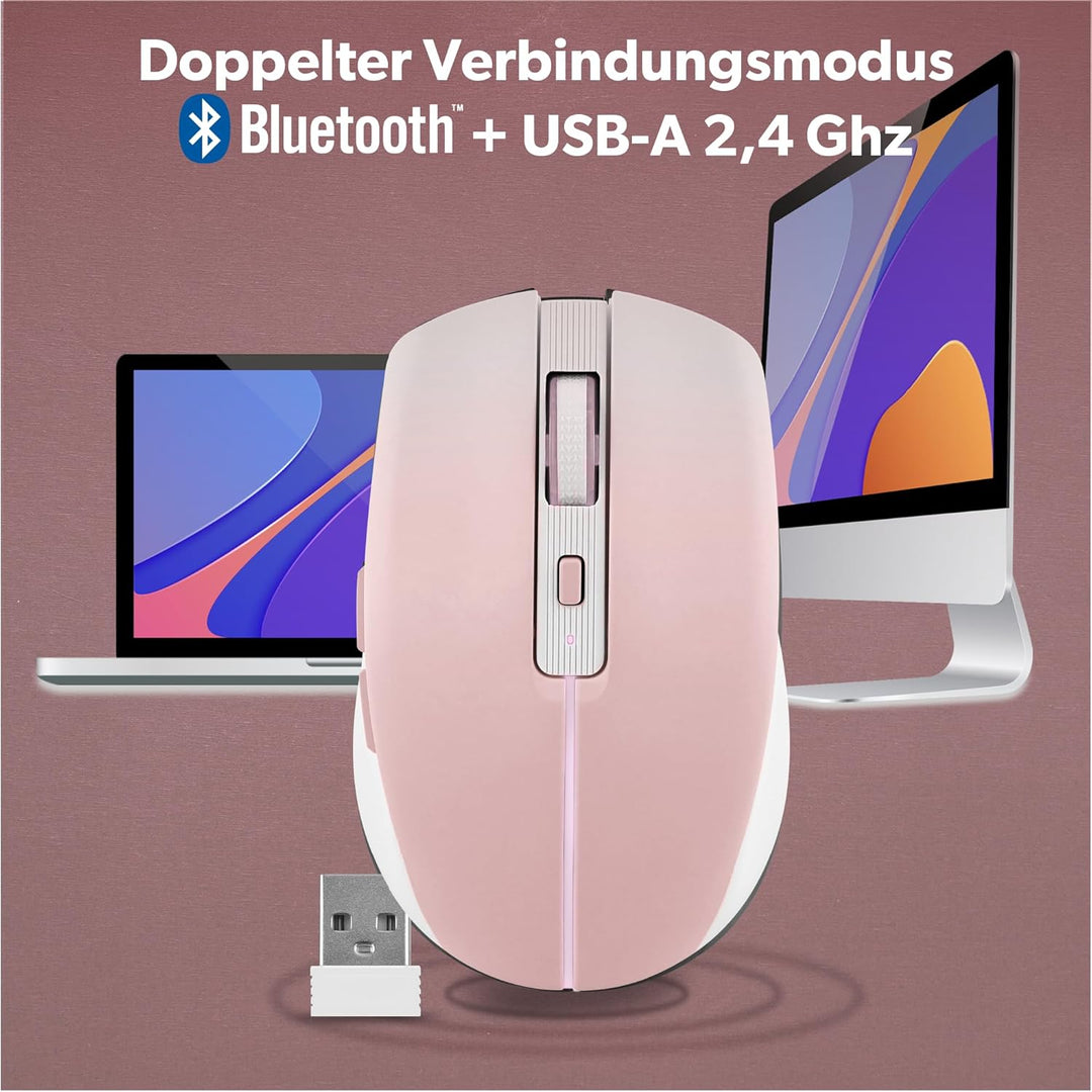 T'nB - Kabellose Maus, Dual Mode Bluetooth und USB-A, Wiederaufladbar, Lange Akkulaufzeit, Leise, 16