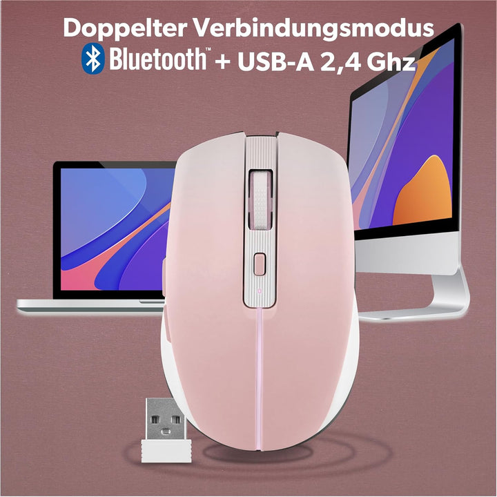 T'nB - Kabellose Maus, Dual Mode Bluetooth und USB-A, Wiederaufladbar, Lange Akkulaufzeit, Leise, 16
