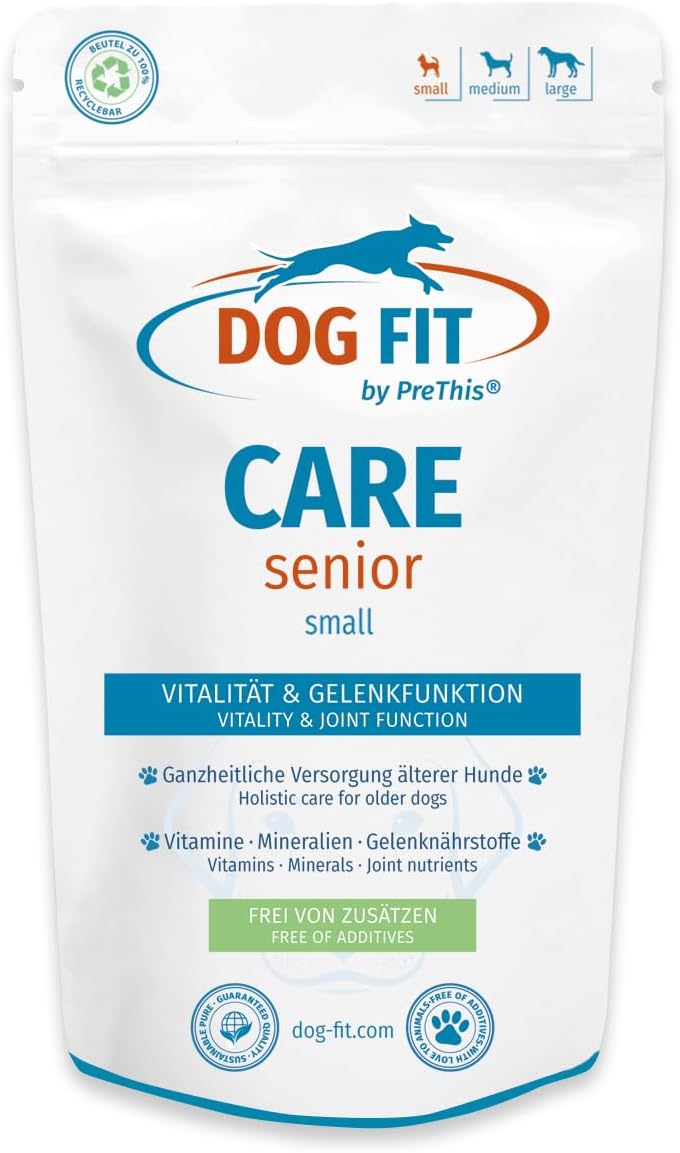 DOG FIT by PreThis® Care Senior I Aufbaupräparat für alte Hunde Plus Gelenkschutz & Vitamine & Miner