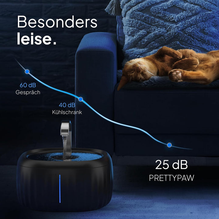 Katzenbrunnen - Super leiser, BPA-freier 3L Trinkbrunnen für Katze mit LED und Aktivkohlefilter - Le