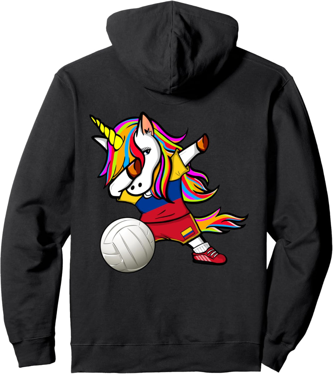 Dabbing Einhorn Kolumbien Volleyball - Kolumbianische Flagge Pullover Hoodie