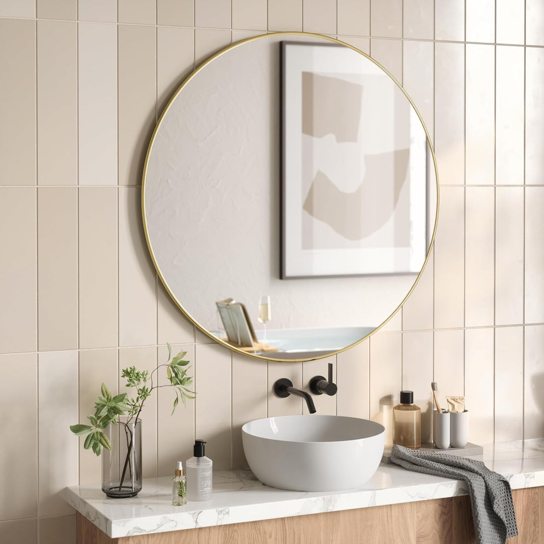 Umbra Hubba Wandspiegel - Runder Spiegel und Wanddeko für Diele, Badezimmer, Wohnzimmer und Mehr, 86