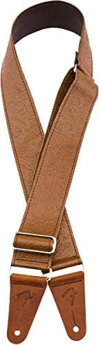 Fender© Tooled Leather Strap, 2", Brown, S Braun, Braun