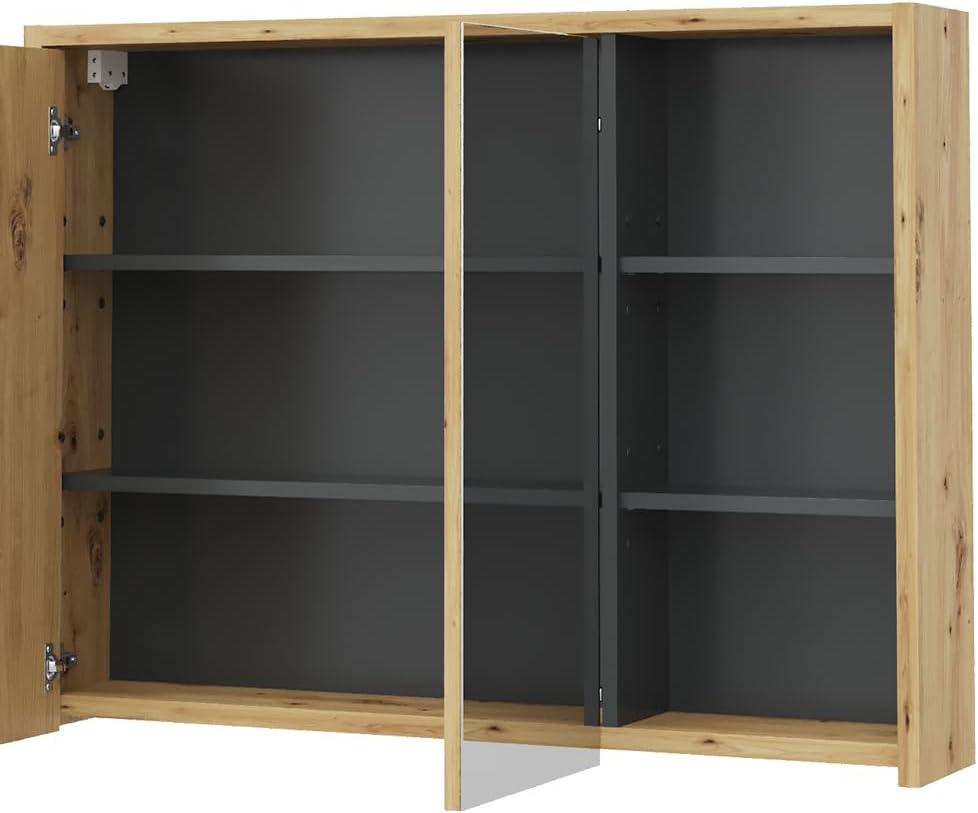 Vicco Bad Spiegelschrank Viola, Anthrazit/Eiche, 100 x 75 cm