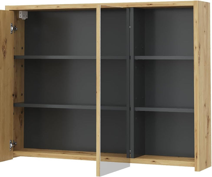 Vicco Bad Spiegelschrank Viola, Anthrazit/Eiche, 100 x 75 cm