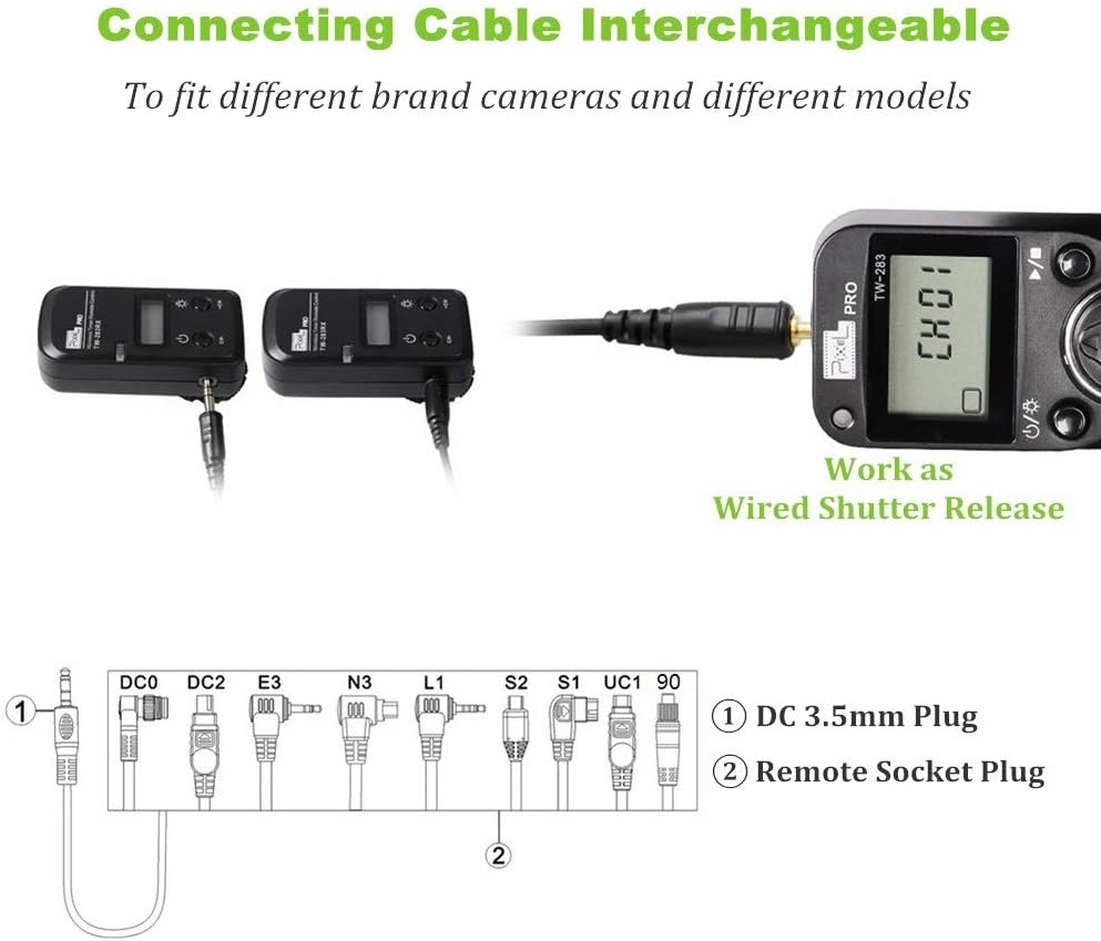 Pixel TW-283 L1 Timer-Fernauslöser Kamera Auslöser Intervalometer Fernsteuerung Kompatibel mit Panas