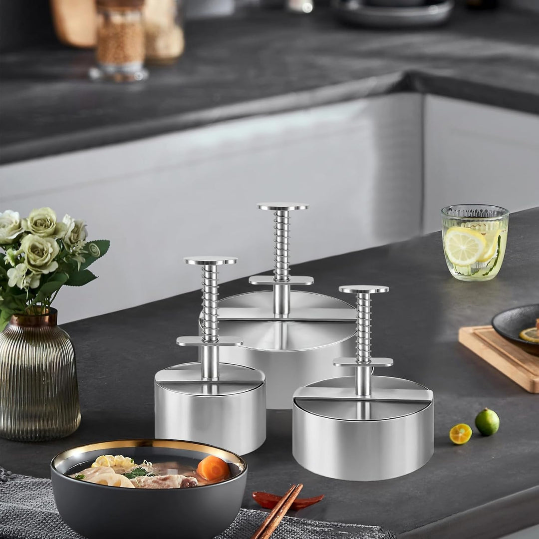 3er-Set Edelstahl Burger Press, Hamburger Patty Maker in 3 Grössen