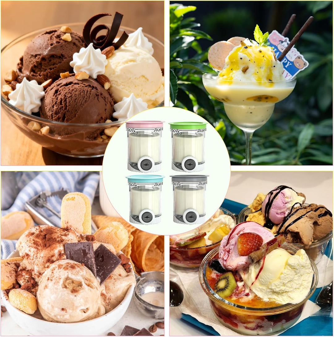 4 Stück Behälter Kompatibel mit Ninja Swirl Creami NC700 NC701EU Serie, 480ML Eiscreme Behälte mit D