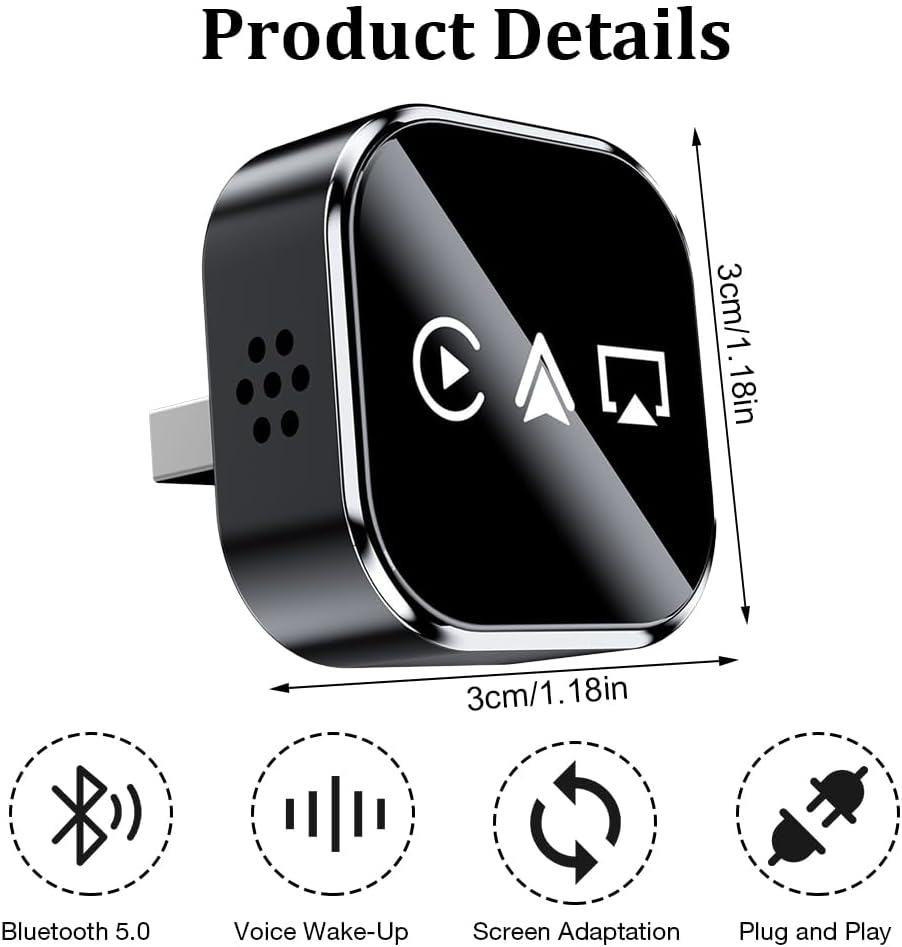 Weciau Carplay Wireless Adapter, 3-in-1 Wireless CarPlay Adapter, Upgrade Android Auto Wireless Adap