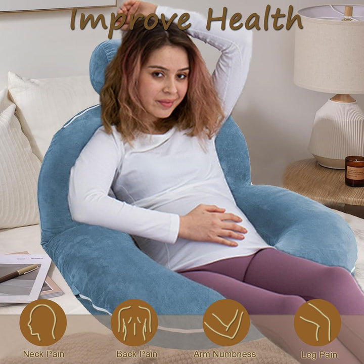Lesekissen für Bett und Sofa, Rückenkissen zum Lesen Mit Abnehmbarer Nackenrolle, Ergonomisches Rück