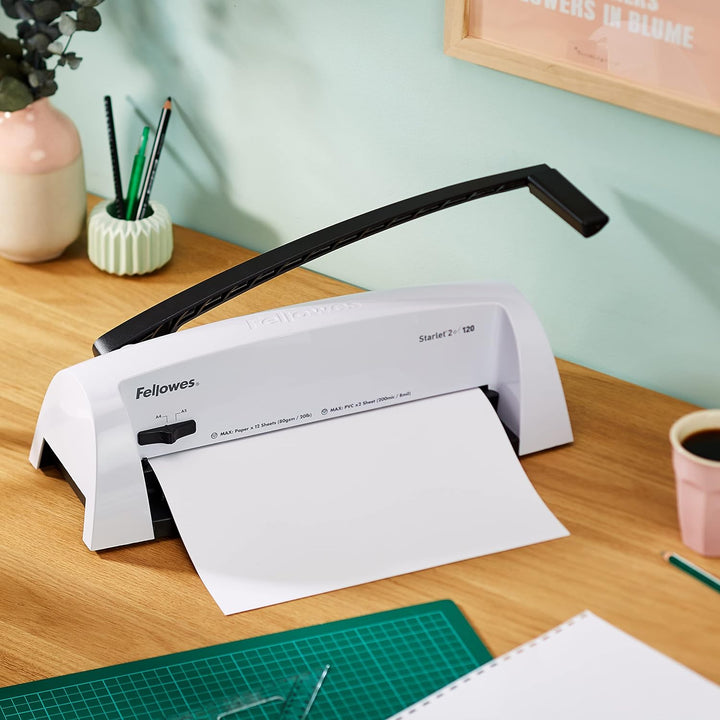 Fellowes Plastikbindegerät Starlet+ für Zuhause und das Home Office, Bindekapazität 120 Blatt, Stanz