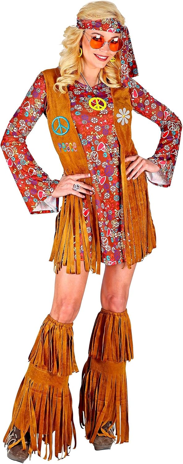 WIDMANN 02862 COSTUME HIPPIE DONNA GILET E FRANGE M #028F, M