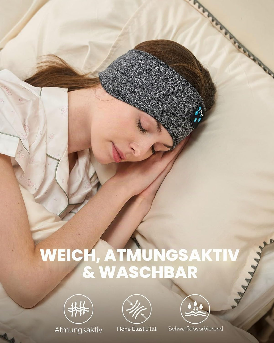 Schlafkopfhörer Bluetooth, Schlafkopfhörer Stirnband Weich Elastisch Bequem Bluetooth Stirnband Kopf