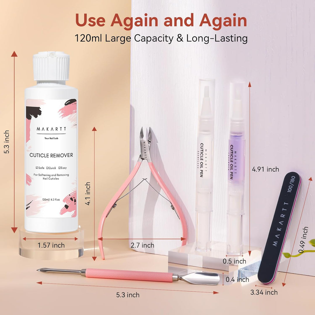 Makartt Nagelhautentferner Set, Cuticle Remover, Nagelfeilen Set, Nagelpflegeöl Set mit Nagelhauttri