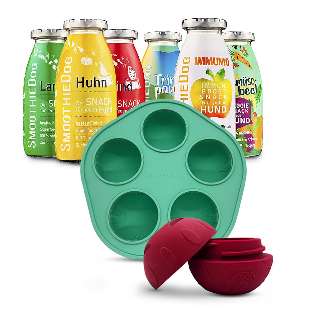 SmoothieDog Schleckball Hundesmoothie 6er Mix (250ml) - Schleckball für Hunde, Snackball, zur Beschä