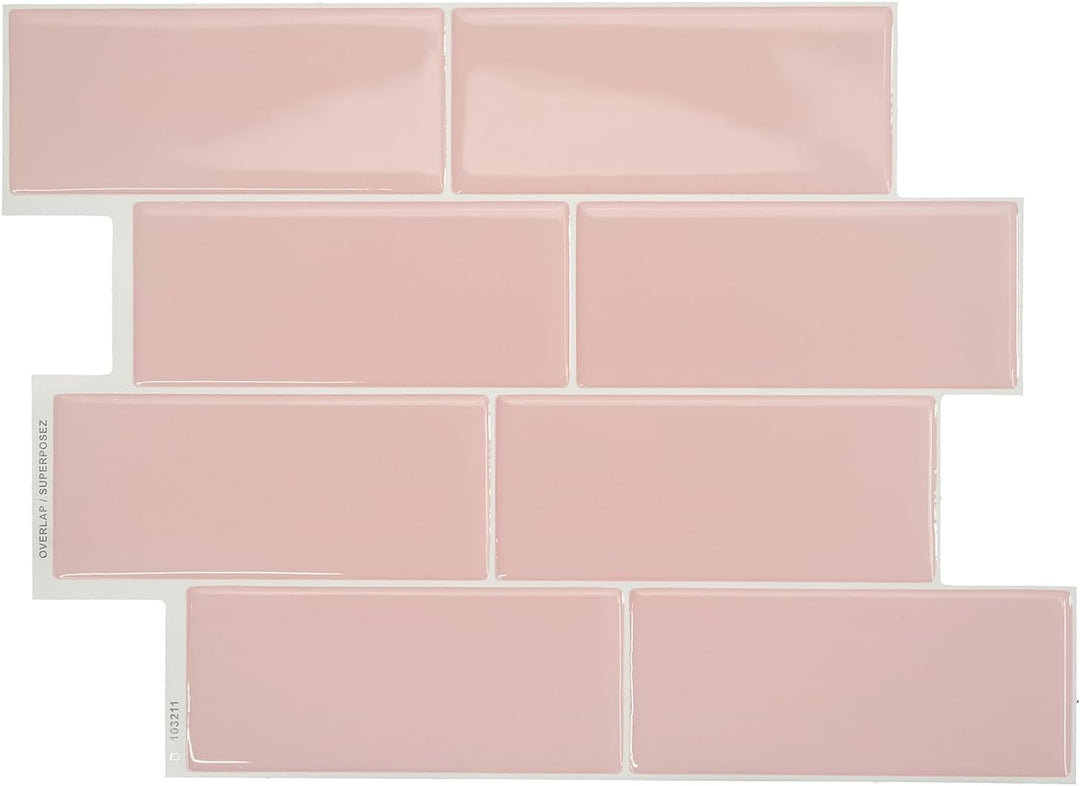 Smart Tiles - Peel and Stick Selbstklebende Metro Fliesen - 4 Bögen mit 29.36 cm x 21.29 cm - 3D-Kle