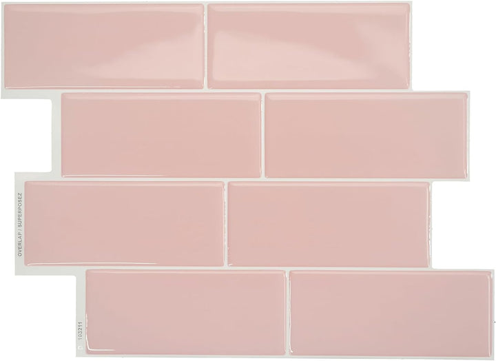Smart Tiles - Peel and Stick Selbstklebende Metro Fliesen - 4 Bögen mit 29.36 cm x 21.29 cm - 3D-Kle