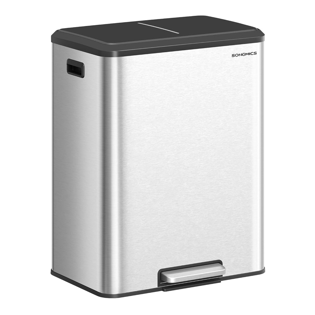 SONGMICS Mülleimer Küche, Mülltrennsystem 2 x 30 L, 2 Fächer für Recycling und Restmüll, Abfalleimer