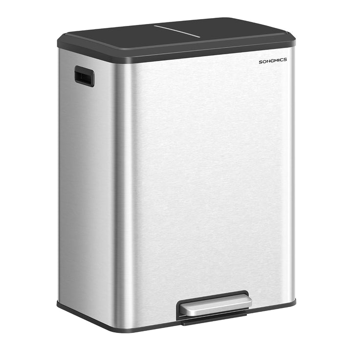 SONGMICS Mülleimer Küche, Mülltrennsystem 2 x 30 L, 2 Fächer für Recycling und Restmüll, Abfalleimer