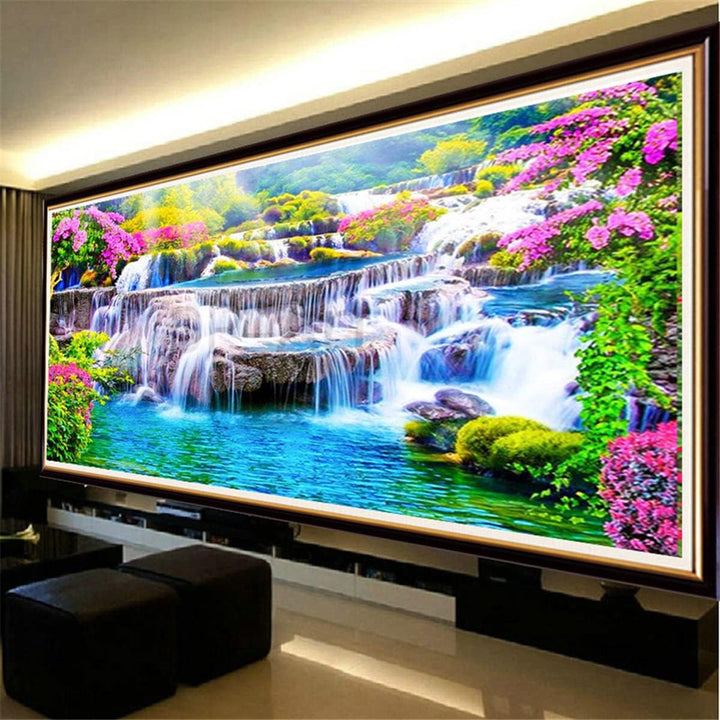 Instarry 5D Diamant Painting Bilder Full Gross Landschaftsmalerei Home Decoration 100x40 cm Wasserfä