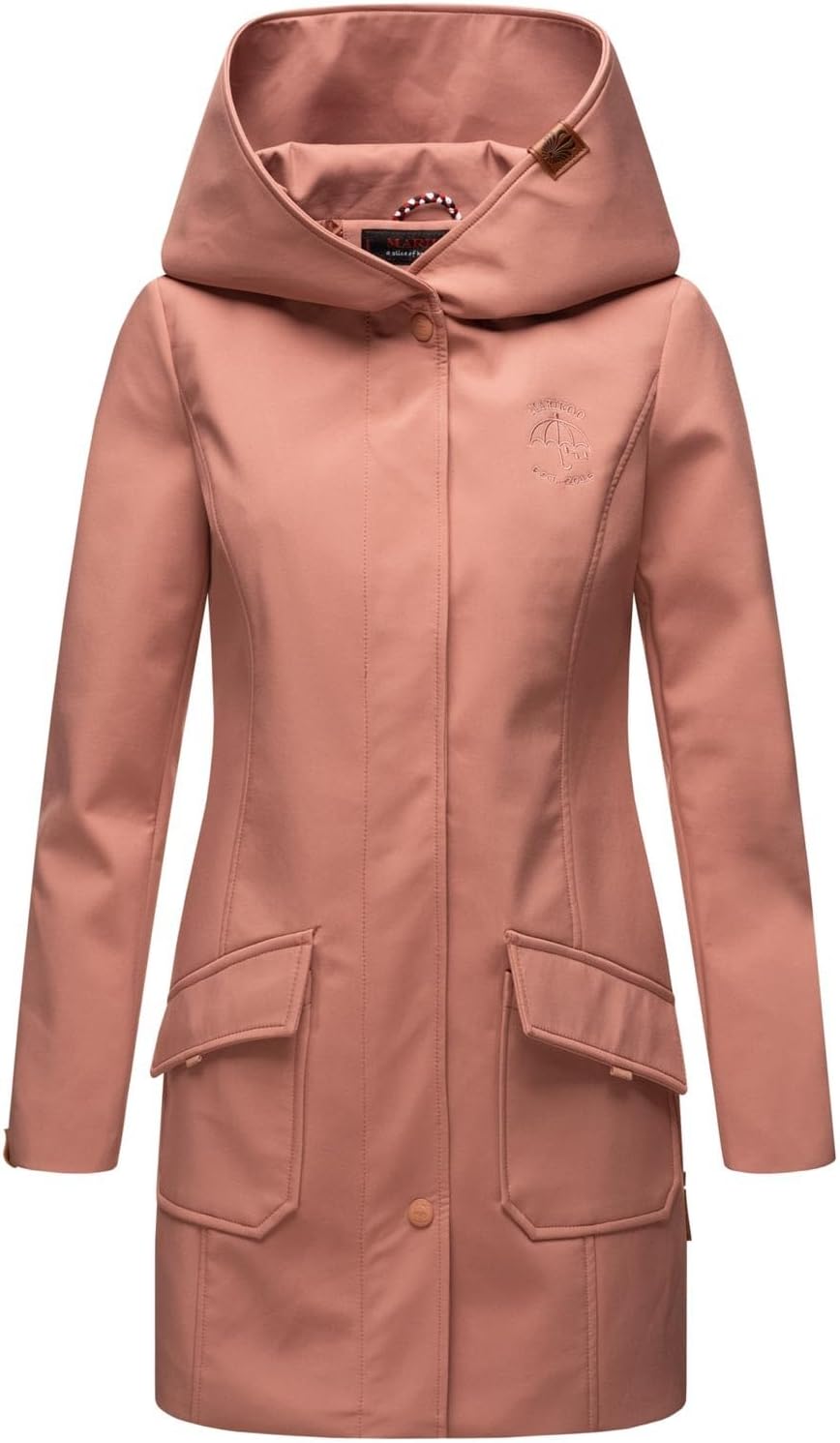 MARIKOO Damen Softshell Jacke Winterjacke wasserabweisend Outdoor lang B856 XS Terracotta, XS Terrac