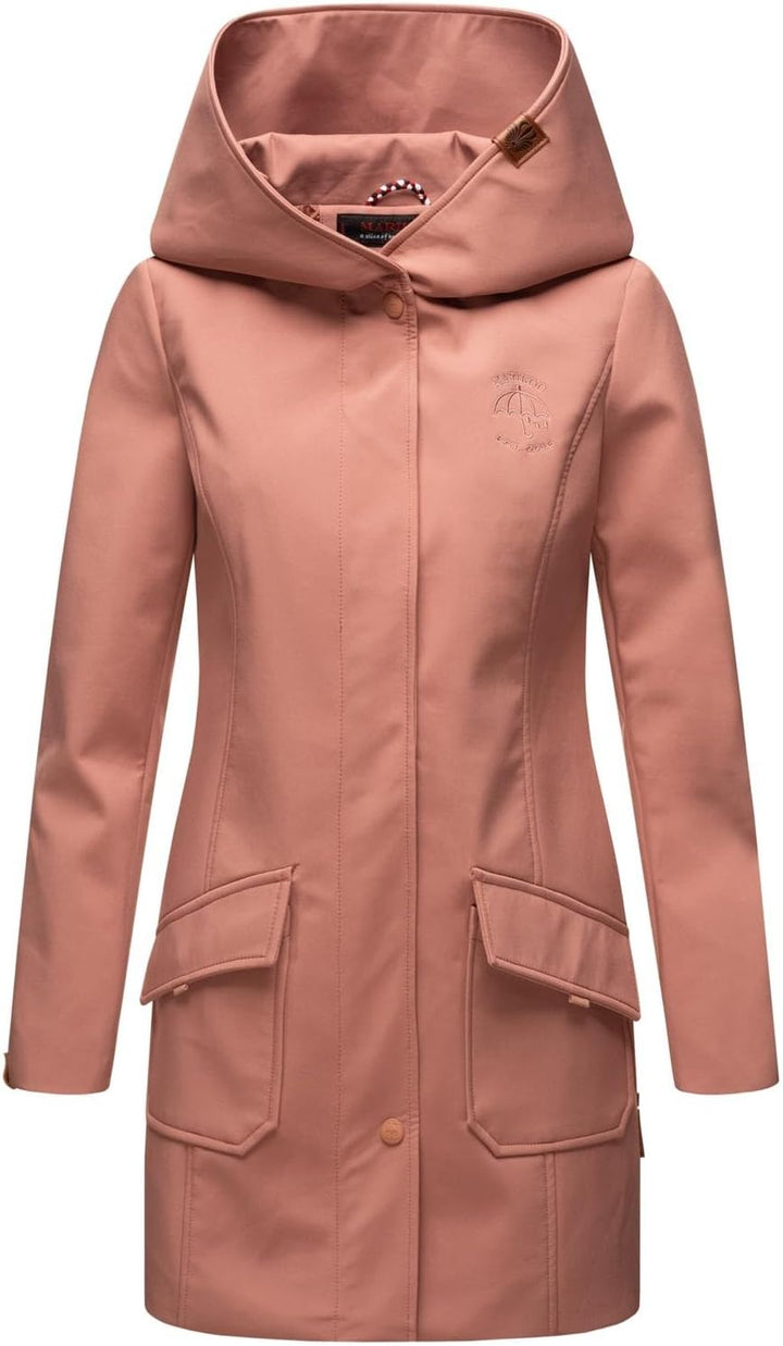 MARIKOO Damen Softshell Jacke Winterjacke wasserabweisend Outdoor lang B856 XS Terracotta, XS Terrac