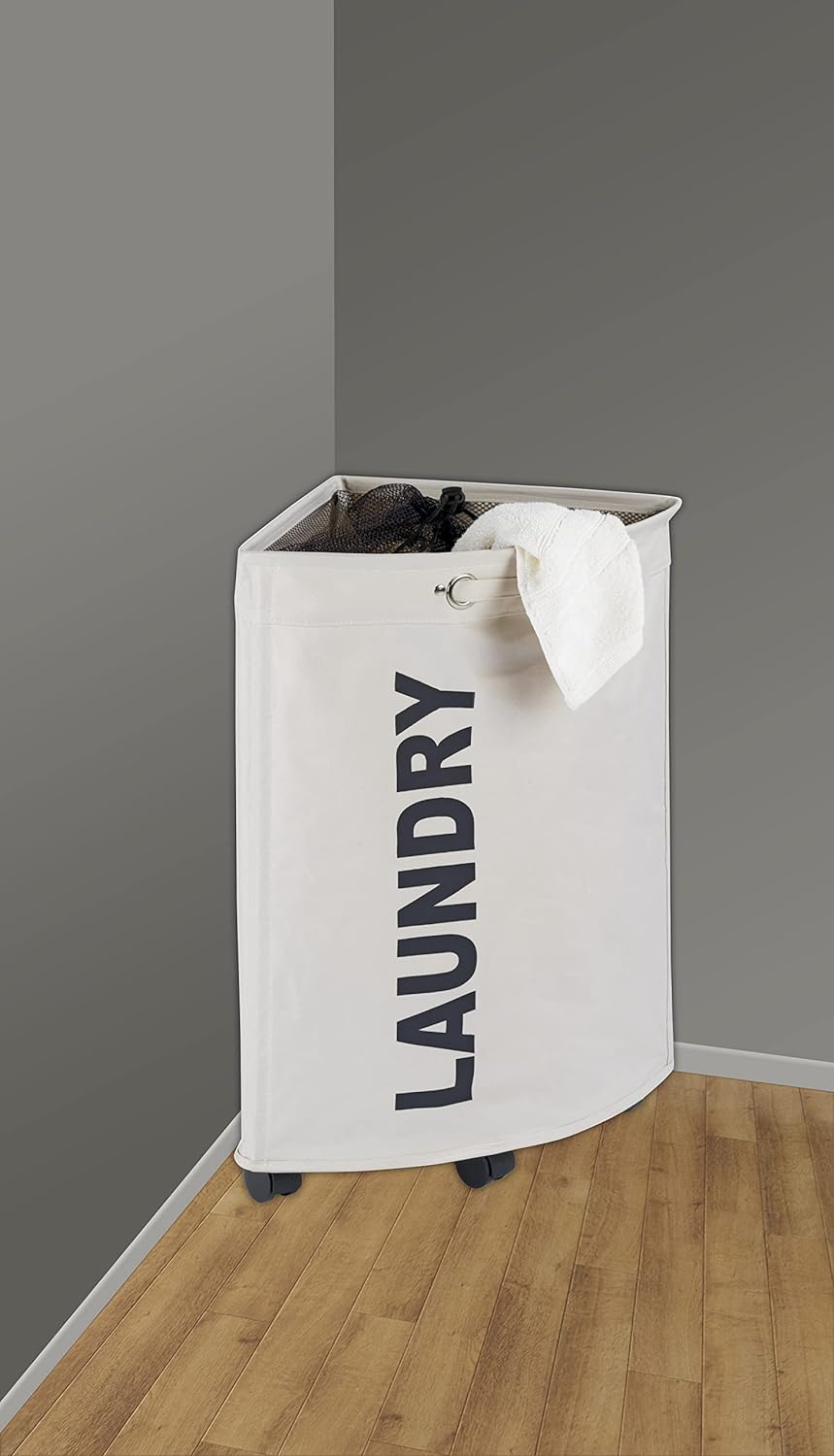 WENKO Wäschesammler Tresco Beige - Wäschekorb Fassungsvermögen: 50 l, Polyester, 33 x 60 x 33 cm, Be