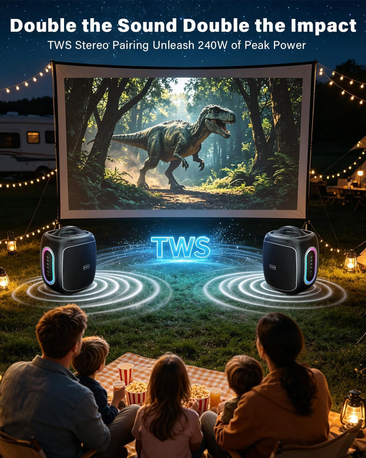 Bluetooth Lautsprecher Gross 120W, Tragbare Musikbox mit kraftvollem Sound, 6,5'' Woofer, Tiefbass &