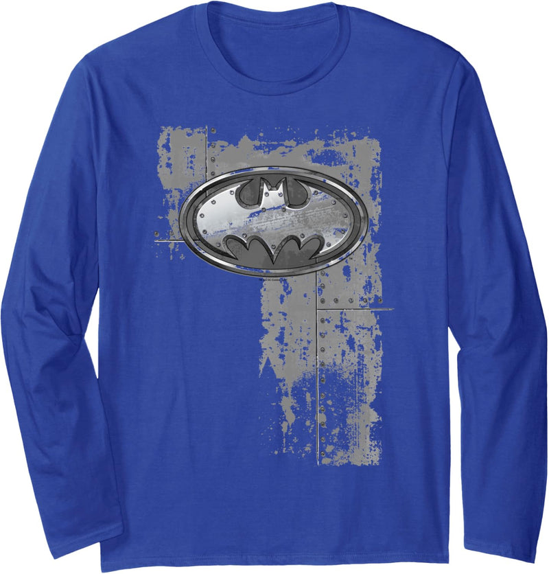 Batman Rivited Metal Logo Langarmshirt