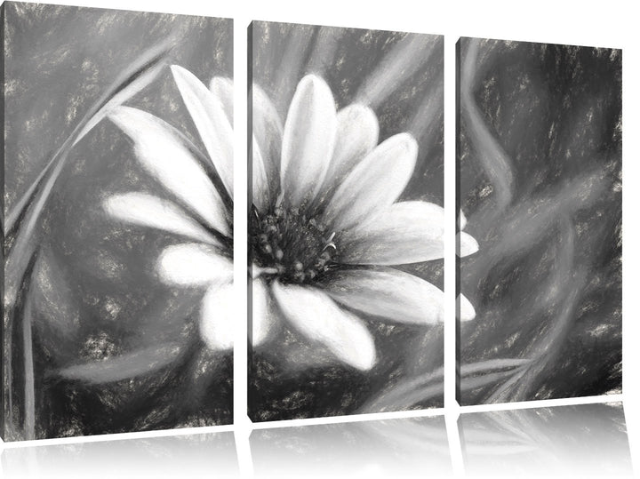 Pixxprint lilane Blume in der Natur Kunst / 3-Teilig/Gesamtmass 120cm Leinwandbild bespannt auf Holz