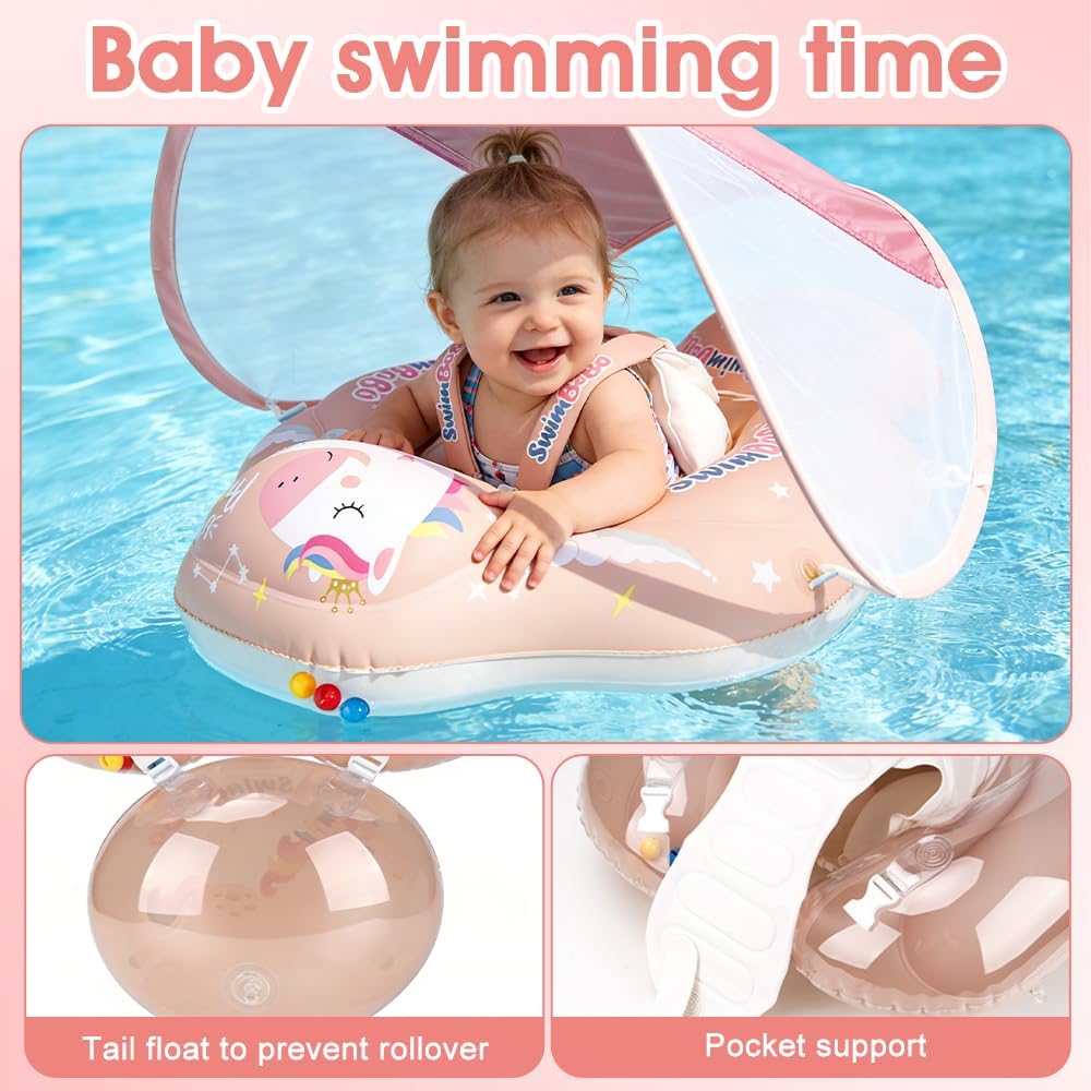 Mineup Baby Schwimmring mit Sonnendach, UPF50+ Baby Float, Schwimmhilfe Mit Sicherheitssitz, Schwimm