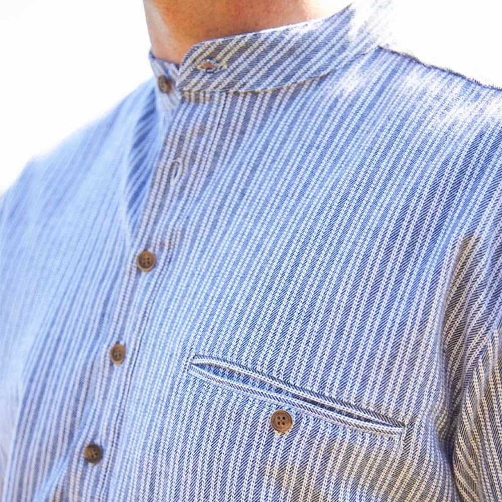 Lee Valley Grandfather-Hemd aus irischem gestreiftem Baumwollflanell für Herren L Hellblau, L Hellbl