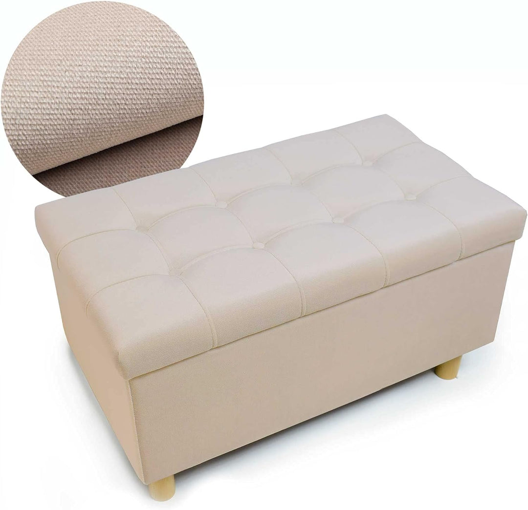 Comfort-Pur Leon Sitzbank Sitzpuff Pouf Sitztruhe mit Stauraum Aufbewahrungsbox (Ecru), Ecru