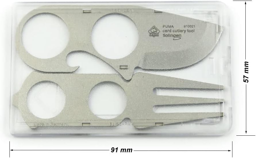 PUMA Card Cutlery Tool – Kompaktes Edelstahl-Multitool mit Messer, Gabel, Löffel, Dosenöffner, Flasc