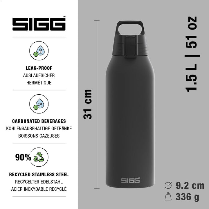 SIGG - Edelstahl Trinkflasche - Shield ONE - Für Kohlensäurehaltige Getränke Geeignet - Auslaufsiche