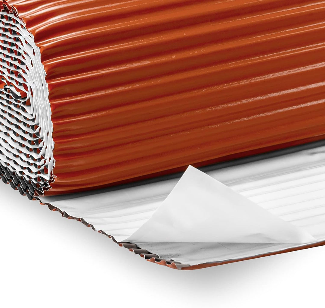 Blei geriffelte Kaminanschlussband – 300mm – 5m – Ziegel RAL 8004 – selbstklebend Rolle – Schornstei