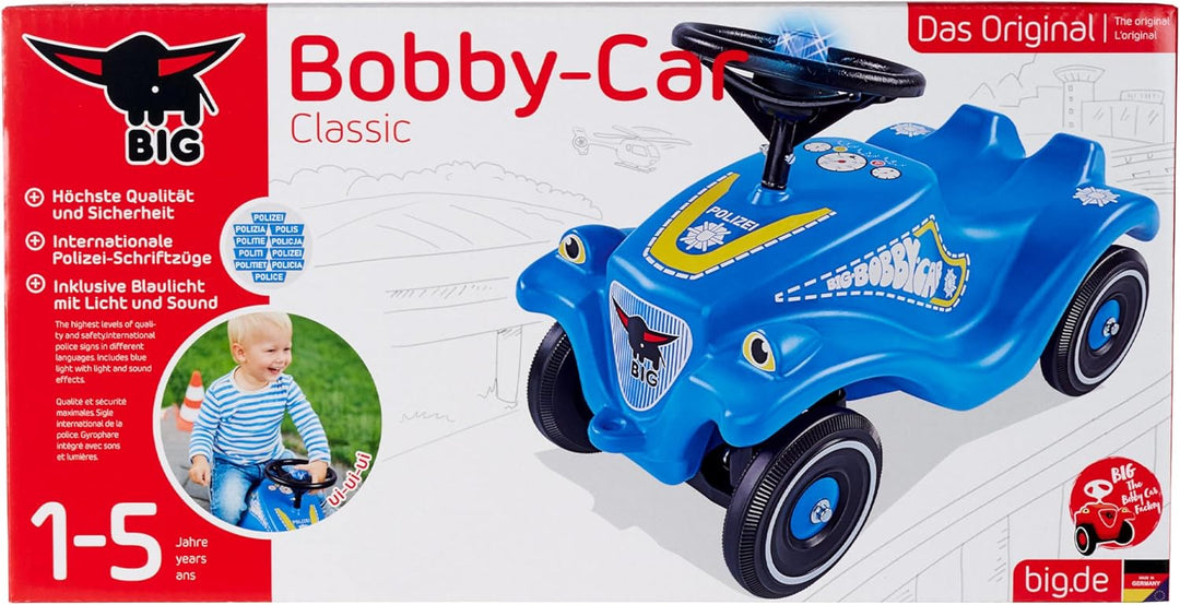 BIG-Bobby-Car Classic Police - Kinderfahrzeug mit Aufklebern im Polizei Design für Jungen und Mädche