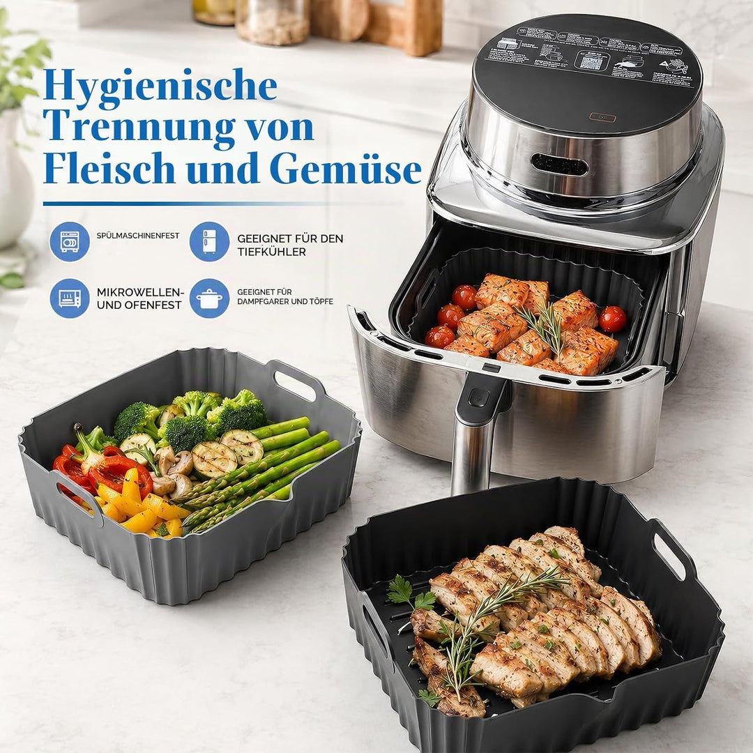 2 Stück Silikonform Heissluftfritteuse für COSORI Airfryer Iconic Single 6,2L | SE601S, Airfryer Sil
